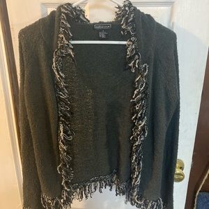 Grey knitted sweater hoodie